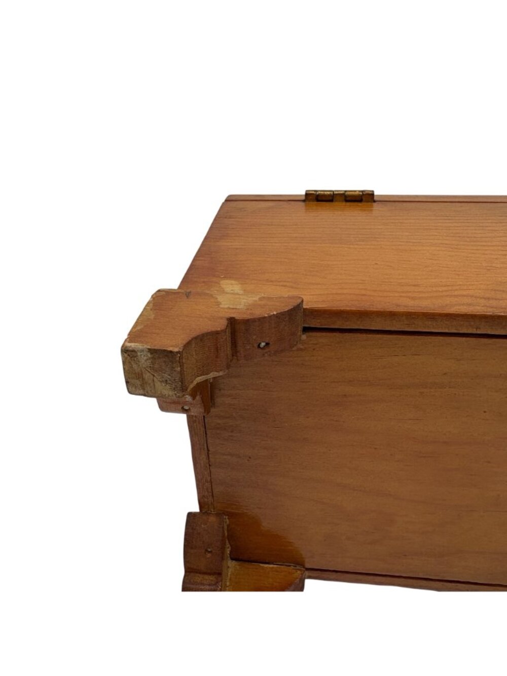 Vintage Rustic Solid Wood Footed Jewelry or Trinket Box With Hinged Lid - 7" X 4 - Picture 10 of 13